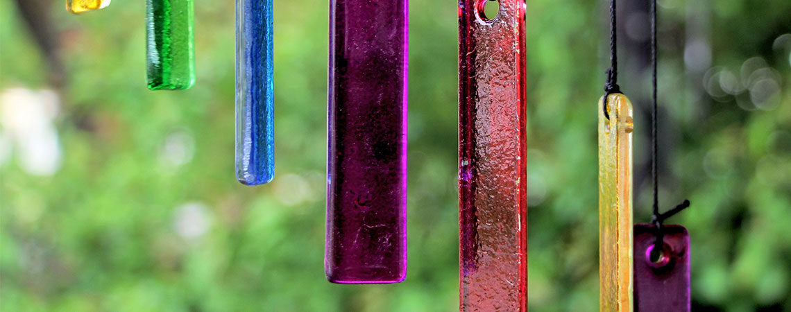 Colored glass wind chimes
