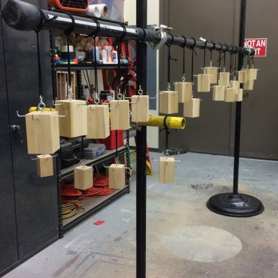 Polyurethane applied and hooks attached to the wood blocks