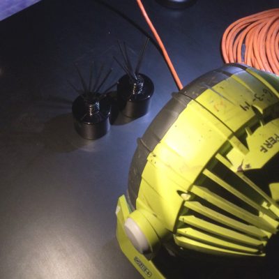 Fan and reed diffusers on the mezzanine for scent