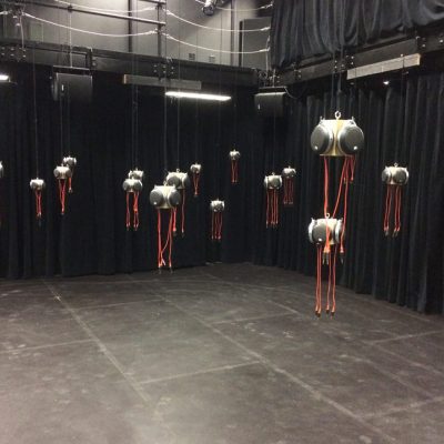 Speakers attached to the blocks